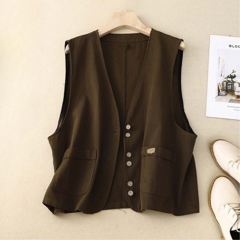 Margo Women’s Vest with Button Front and Functional Patch Pockets 3