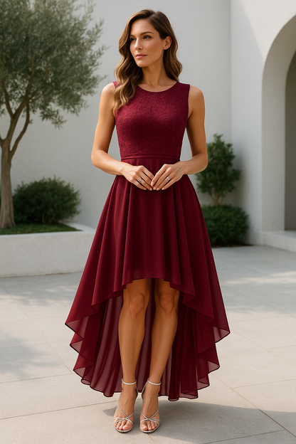 Marie Women’s High-Low Dress with Elegant Hemline for Wedding Guests 0
