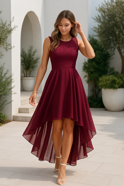 Marie Women’s High-Low Dress with Elegant Hemline for Wedding Guests 1