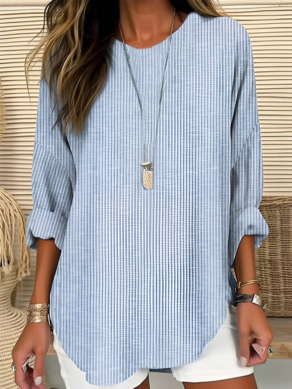 Maven Women’s Blouse with Striped Design and Softly Draped Silhouette 0
