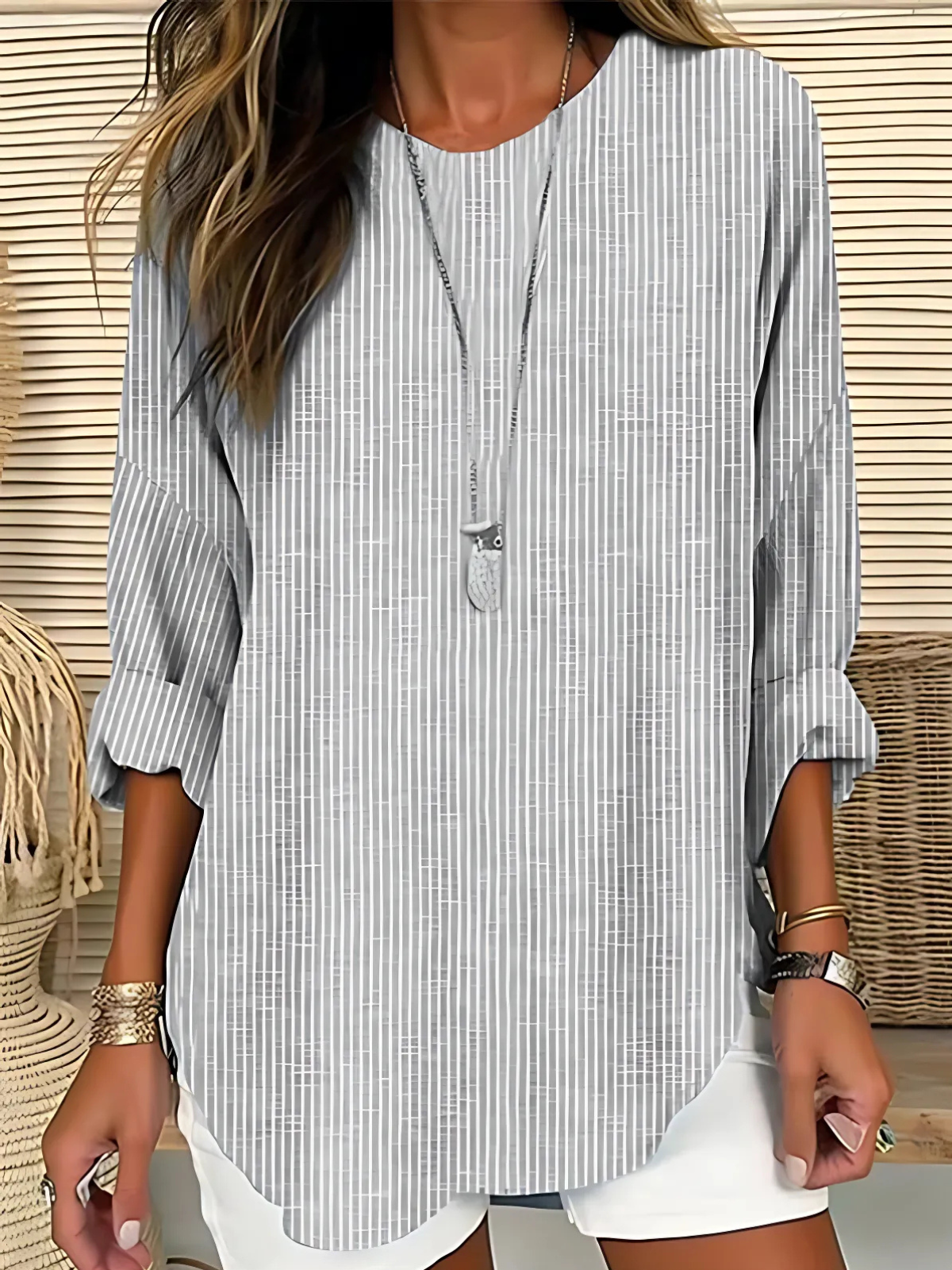 Maven Women’s Blouse with Striped Design and Softly Draped Silhouette 2