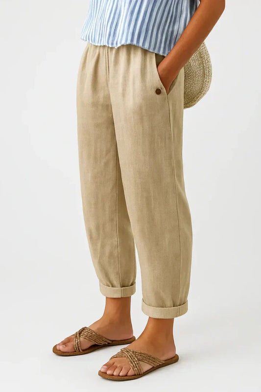 Maven Women’s Trousers with Relaxed Straight-Leg and Elastic Waistband 0