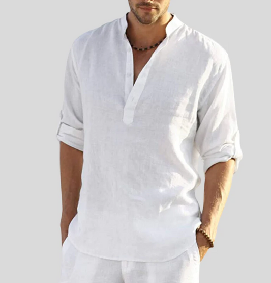 Maverick Men’s Shirt with Long Sleeves and Button Placket Design 0