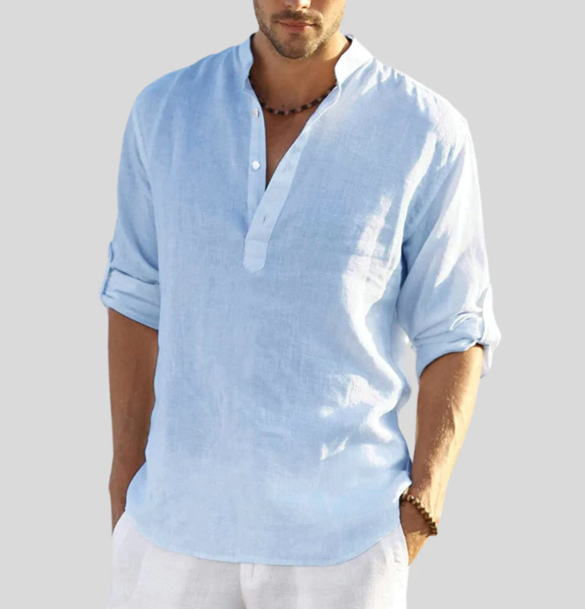 Maverick Men’s Shirt with Long Sleeves and Button Placket Design 2