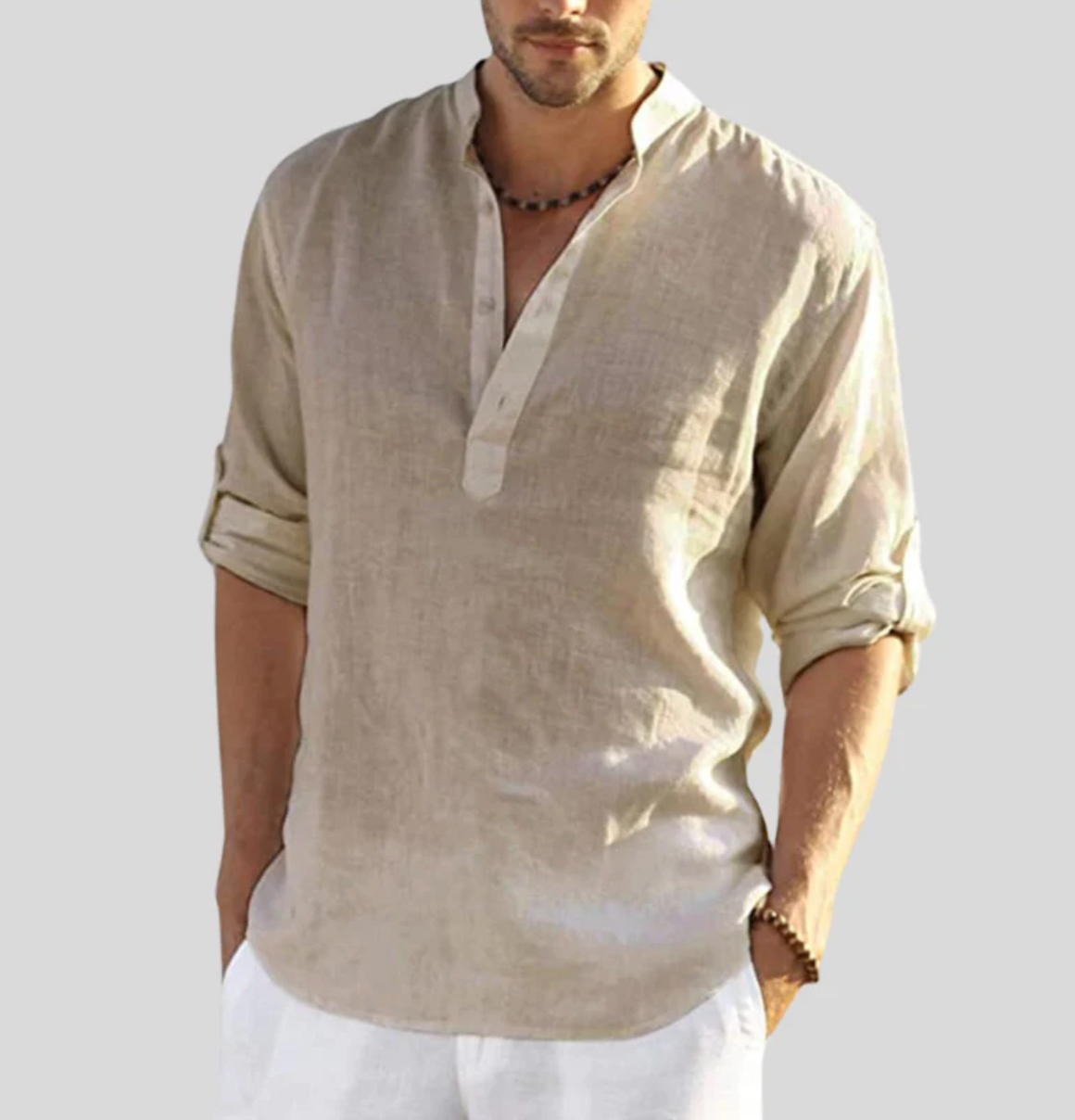 Maverick Men’s Shirt with Long Sleeves and Button Placket Design 3