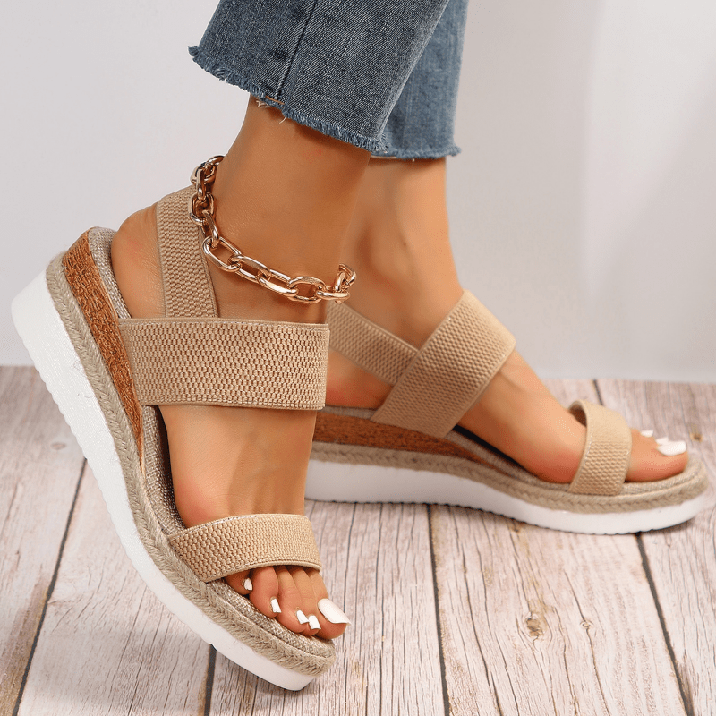 Melyora Women’s Platform Sandals with Elastic Wide Straps and Sporty Sole 0