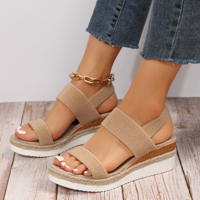 Melyora Women’s Platform Sandals with Elastic Wide Straps and Sporty Sole 1