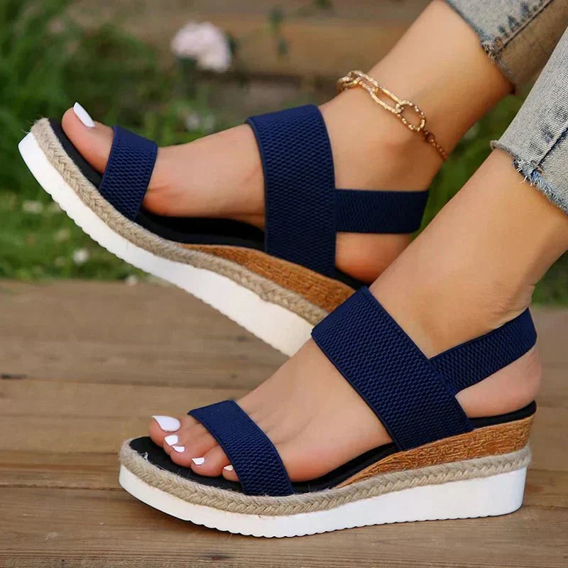 Melyora Women’s Platform Sandals with Elastic Wide Straps and Sporty Sole 10