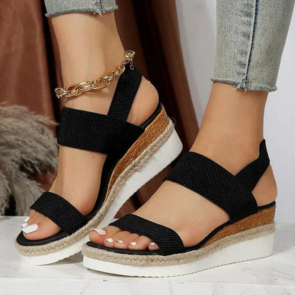 Melyora Women’s Platform Sandals with Elastic Wide Straps and Sporty Sole 4