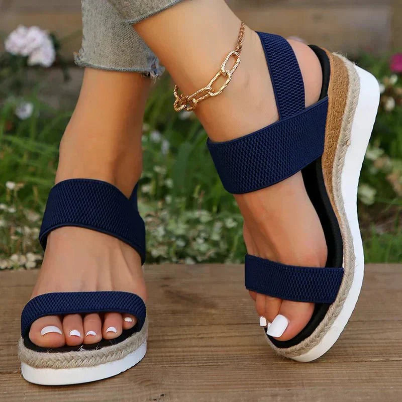 Melyora Women’s Platform Sandals with Elastic Wide Straps and Sporty Sole 7