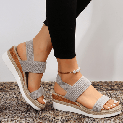 Melyora Women’s Platform Sandals with Elastic Wide Straps and Sporty Sole 9