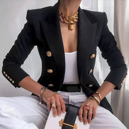 Mia Women’s Blazer with Double Breasted Design and Gold Button Details 0