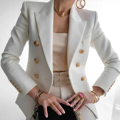 Mia Women’s Blazer with Double Breasted Design and Gold Button Details 1