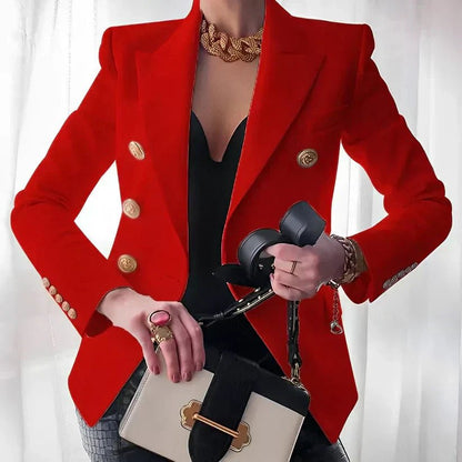 Mia Women’s Blazer with Double Breasted Design and Gold Button Details 2