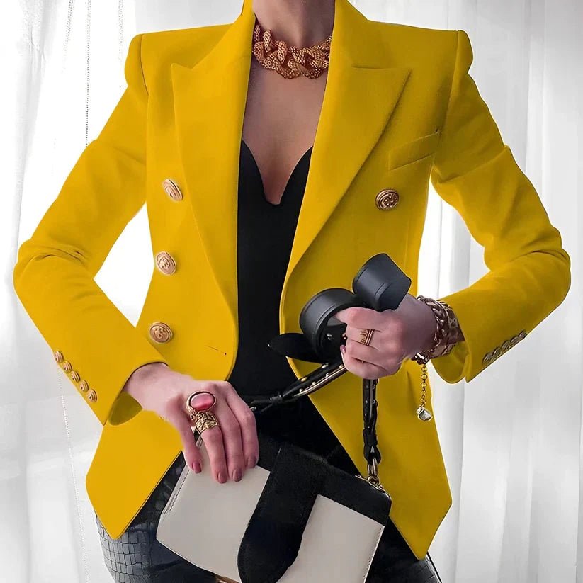 Mia Women’s Blazer with Double Breasted Design and Gold Button Details 3