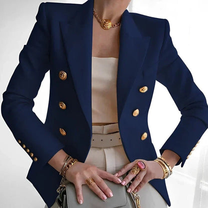Mia Women’s Blazer with Double Breasted Design and Gold Button Details 4