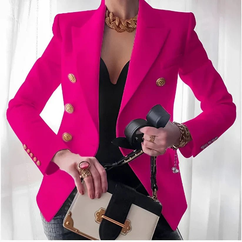Mia Women’s Blazer with Double Breasted Design and Gold Button Details 5