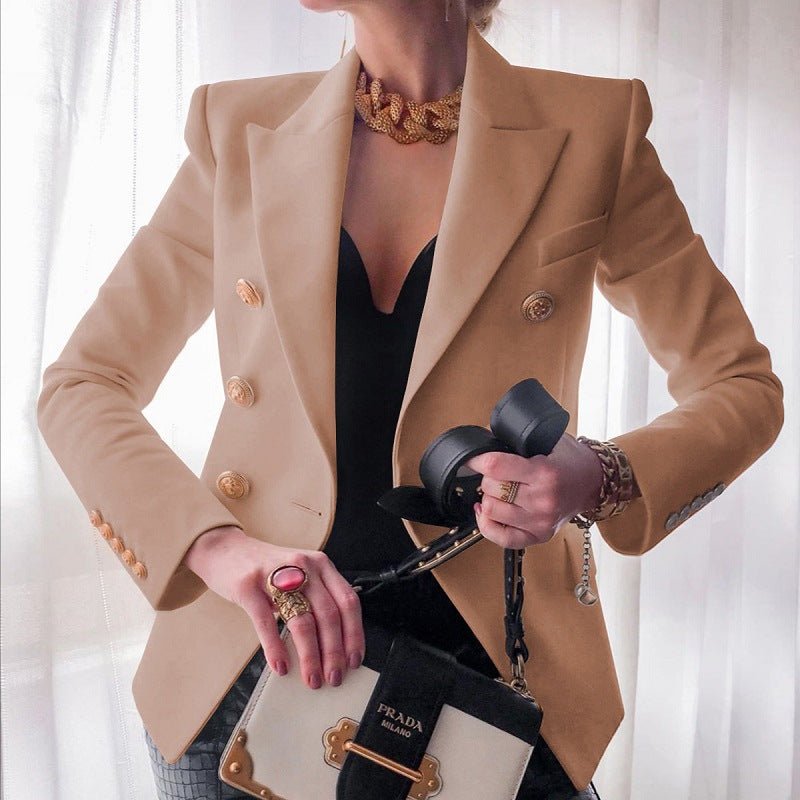 Mia Women’s Blazer with Double Breasted Design and Gold Button Details 6