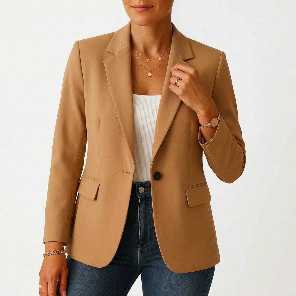 Mia Women's Blazer with One-Button Closure and Flap Pockets 4
