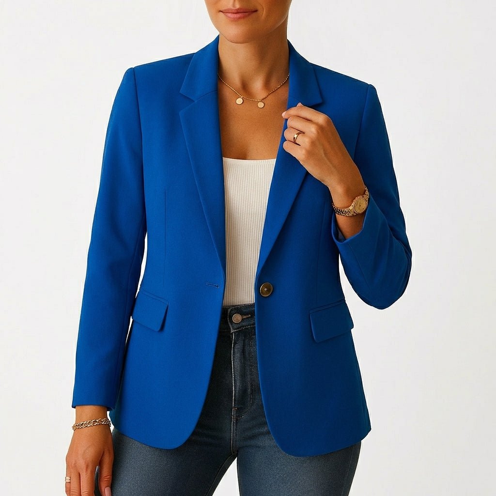 Mia Women's Blazer with One-Button Closure and Flap Pockets 6