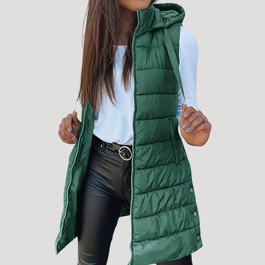 Mila Women’s Vest with Quilted Design and Hood for Winter Wear 0