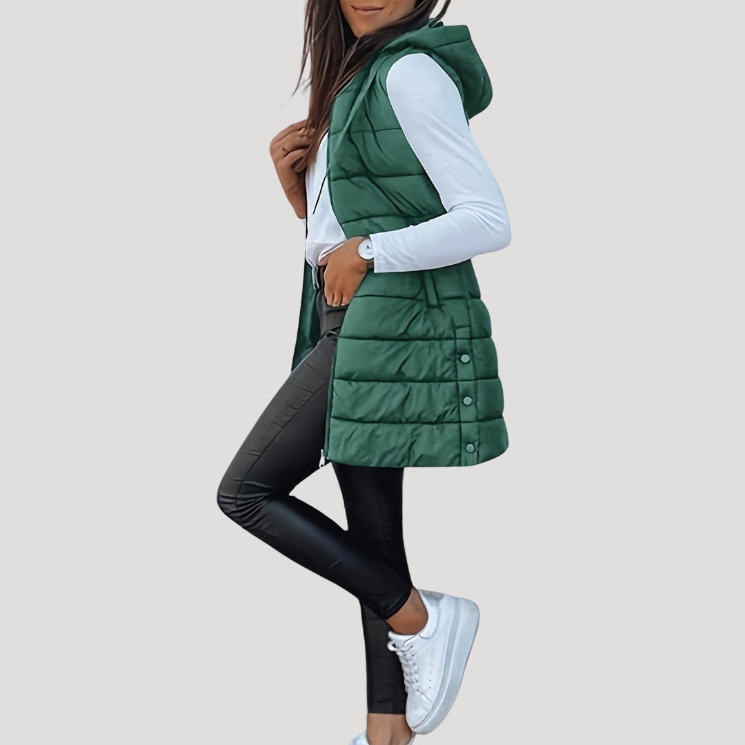Mila Women’s Vest with Quilted Design and Hood for Winter Wear 1