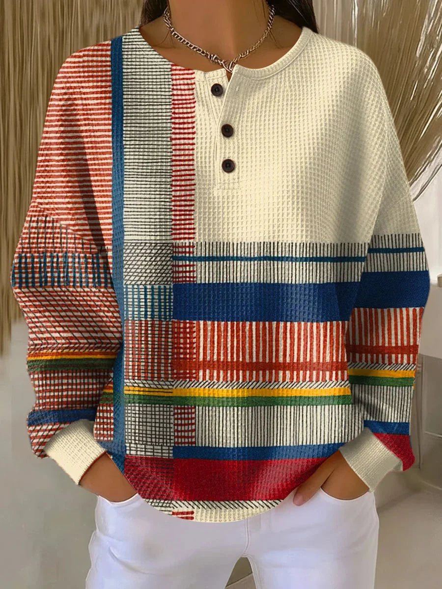 Milena Women’s Jumper featuring thick double-knitted waffle fabric and a soft brushed interior, perfect for cozy layering in colder weather. 0