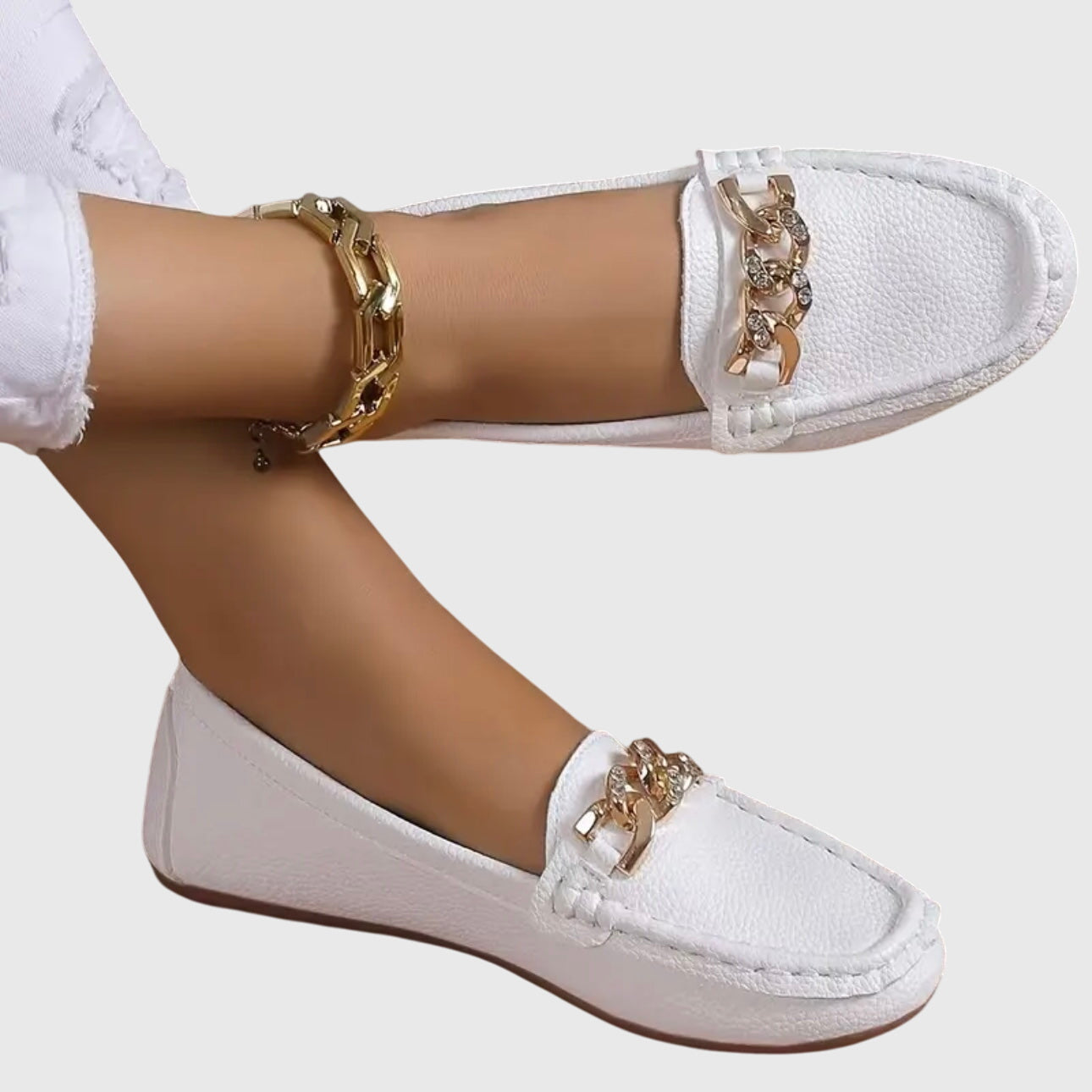 Mira Women's Loafers with Cushioned Insole and Gold-Chain Detail 0