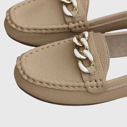 Mira Women's Loafers with Cushioned Insole and Gold-Chain Detail 3