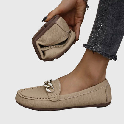 Mira Women's Loafers with Cushioned Insole and Gold-Chain Detail 4