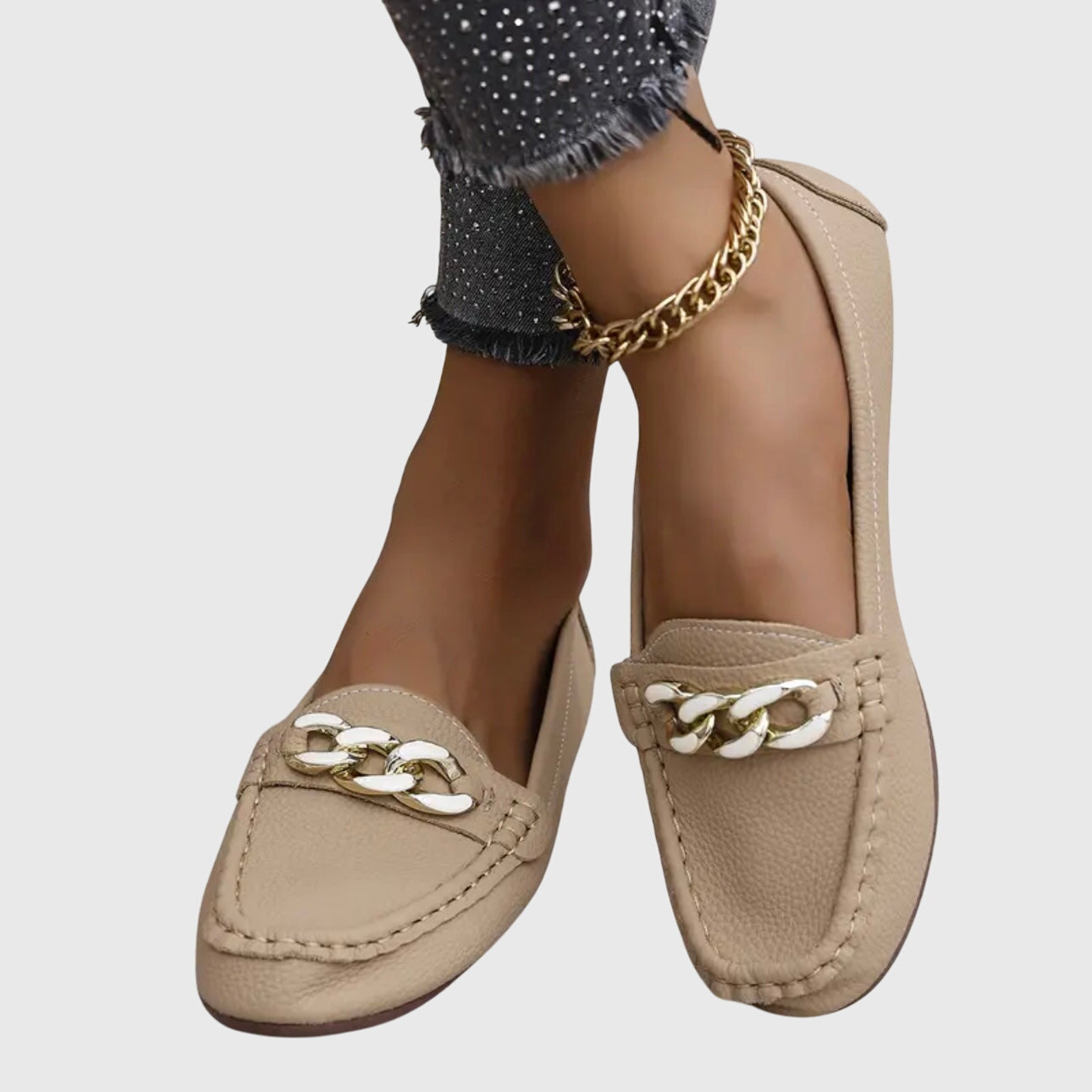 Mira Women's Loafers with Cushioned Insole and Gold-Chain Detail 5