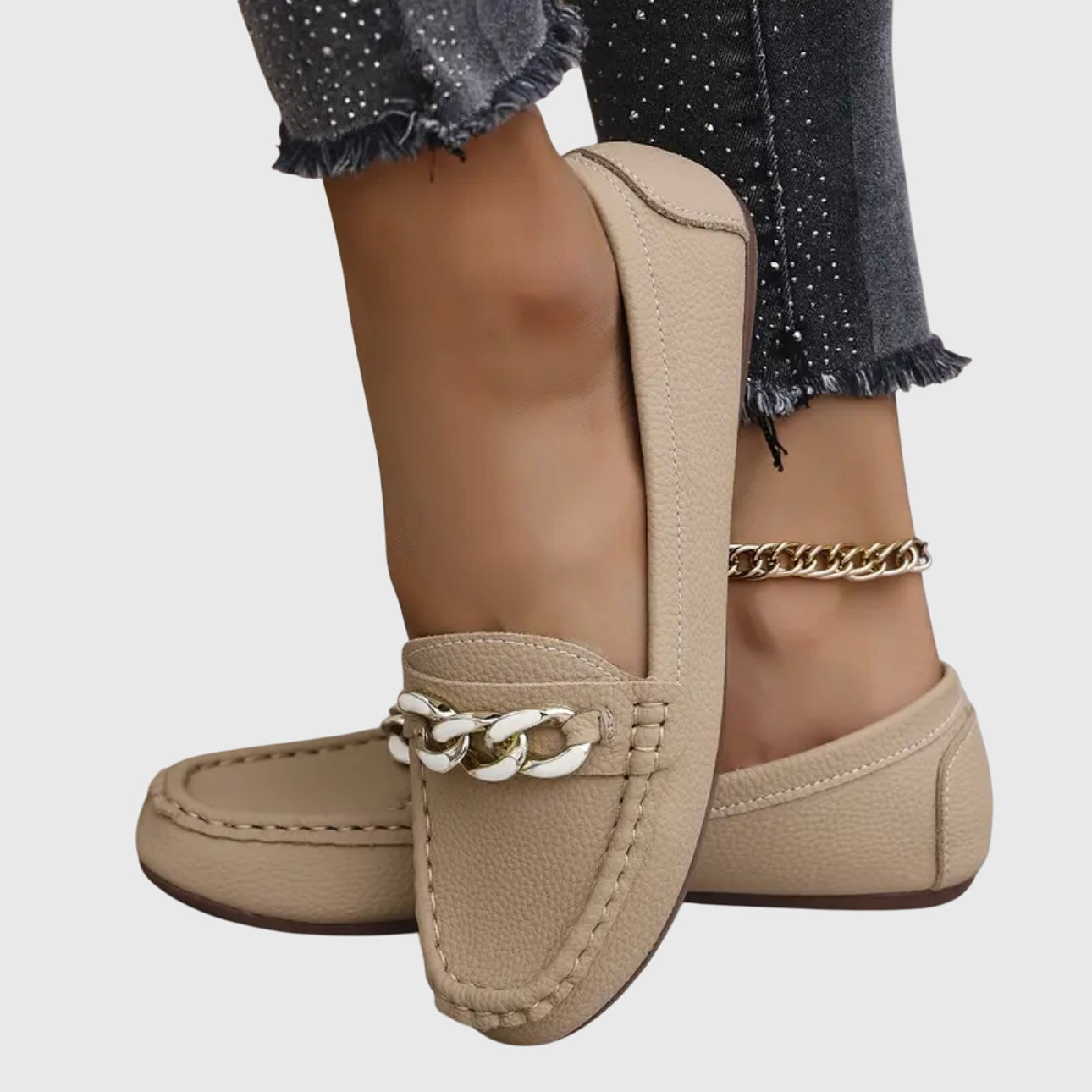 Mira Women's Loafers with Cushioned Insole and Gold-Chain Detail 7