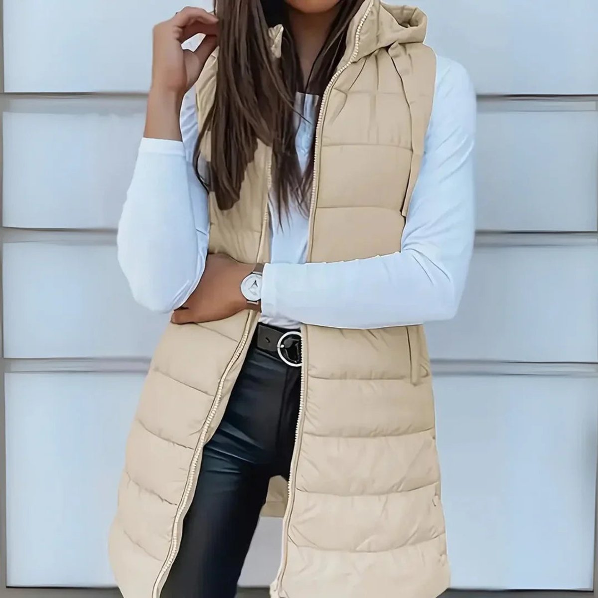 Mira Women's Long Puffer Vest with Hooded Lightweight Design 5