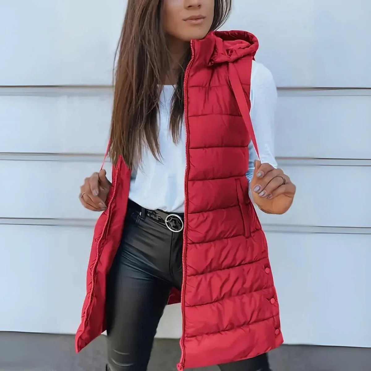 Mira Women's Long Puffer Vest with Hooded Lightweight Design 7