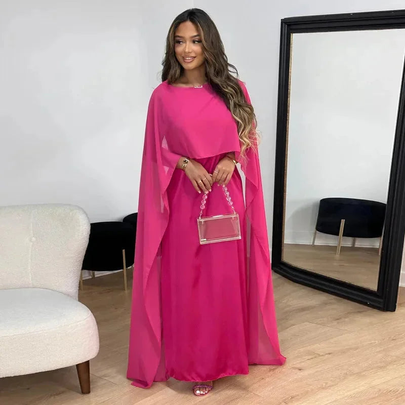 Mira Women’s Maxi Dress with Elegant Cape Detail for Formal Events 1