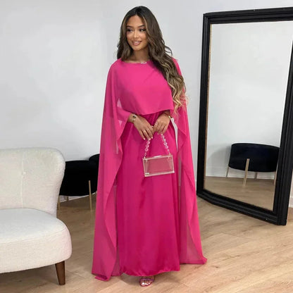 Mira Women’s Maxi Dress with Elegant Cape Detail for Formal Events 1