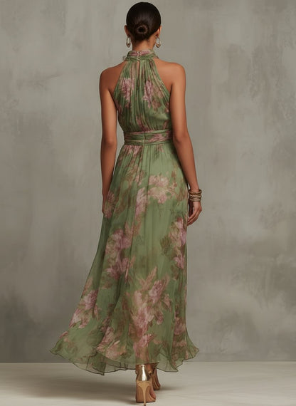 Mira Women’s Maxi Dress with Halterneck Design and Floral Print 1