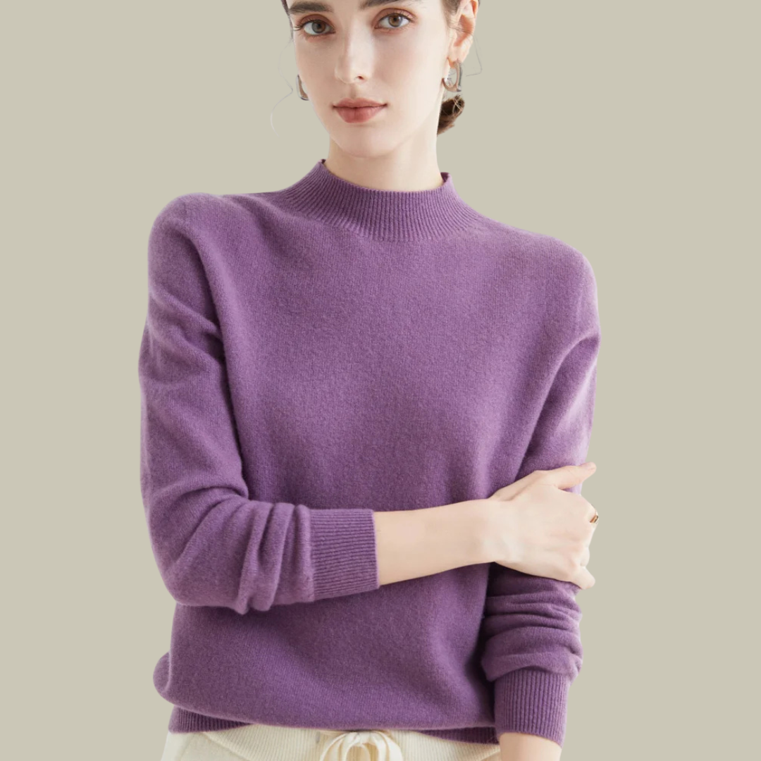 Mira Women’s Sweater with Black Turtleneck and Slim Fit Design 1