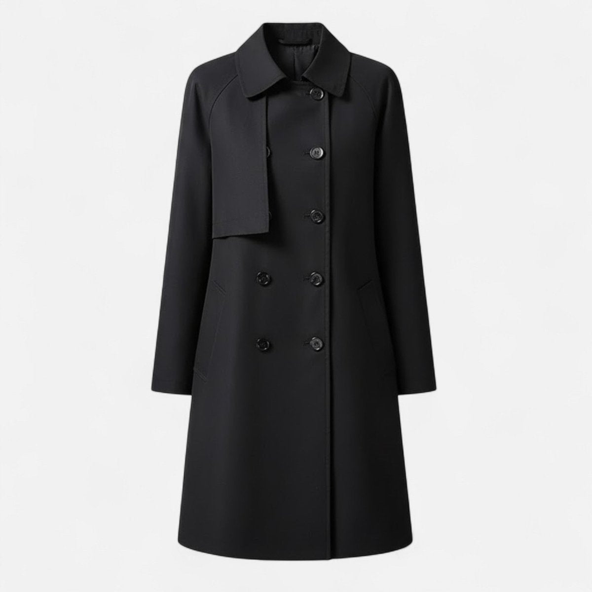 Mira Women's Trench Coat | Wool-Blend Mid-Length, Double-Breasted 0