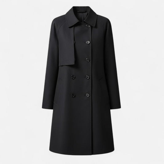 Mira Women's Trench Coat | Wool-Blend Mid-Length, Double-Breasted 0