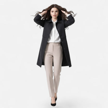 Mira Women's Trench Coat | Wool-Blend Mid-Length, Double-Breasted 2