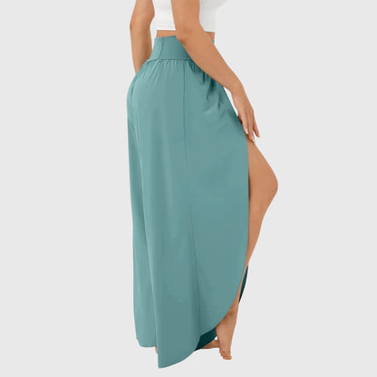 Mira Women’s Wide Leg Trousers with High Side Slits and Relaxed Fit 3