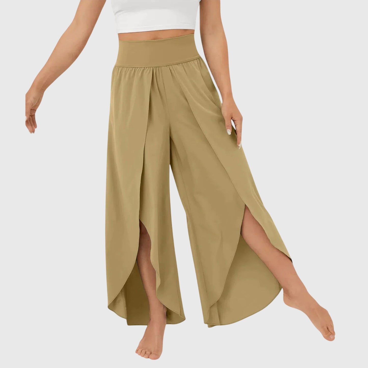 Mira Women’s Wide Leg Trousers with High Side Slits and Relaxed Fit 7