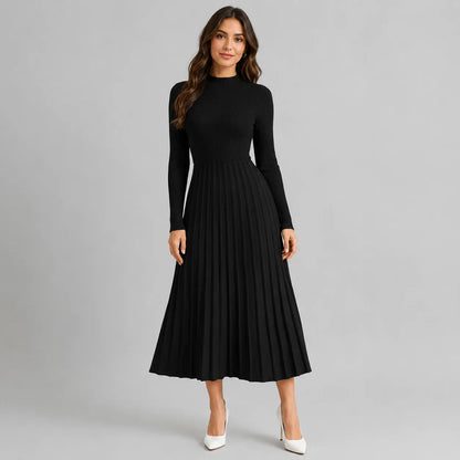 Montara Women’s Bodycon Midi Dress featuring a high neck and long sleeves, perfect for stylish occasions and comfortable wear. 0