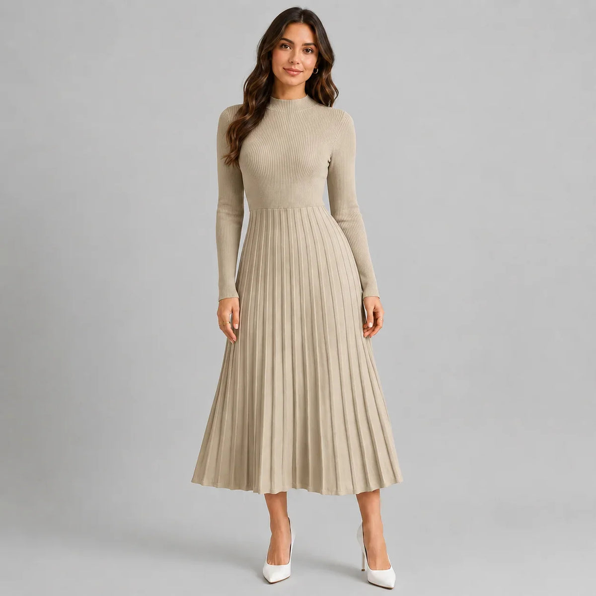 Montara Women’s Bodycon Midi Dress featuring a high neck and long sleeves, perfect for stylish occasions and comfortable wear. 4