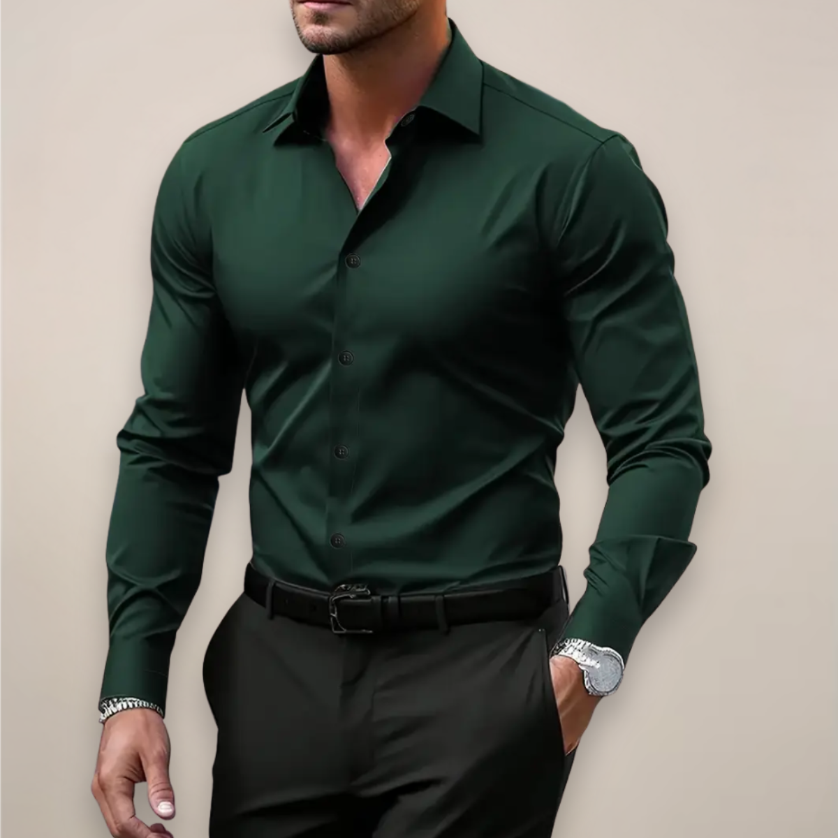 Moritz Men's Dress Shirt with Tailored Slim Fit and Structured Collar 2