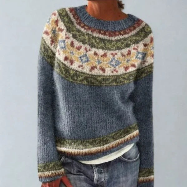 Mysa Women’s Jumper featuring vintage-inspired retro style in a soft fabric, perfect for cozy layering and stylish outfits. 0