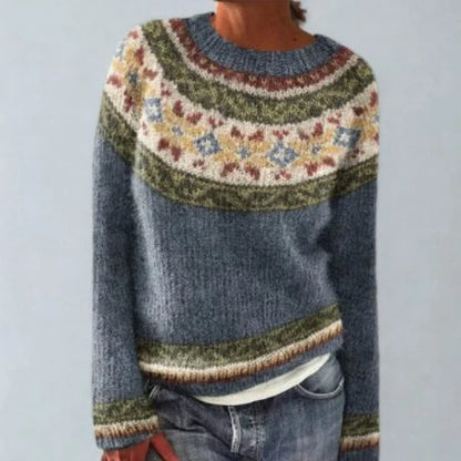 Mysa Women’s Jumper featuring vintage-inspired retro style in a soft fabric, perfect for cozy layering and stylish outfits. 0