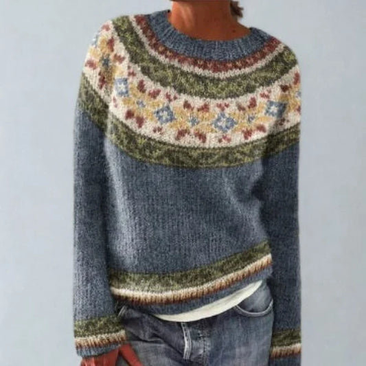 Mysa Women’s Jumper featuring vintage-inspired retro style in a soft fabric, perfect for cozy layering and stylish outfits. 0