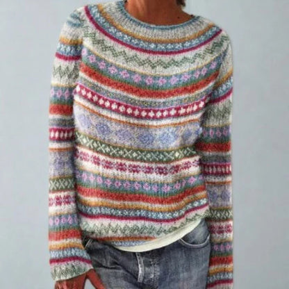Mysa Women’s Jumper featuring vintage-inspired retro style in a soft fabric, perfect for cozy layering and stylish outfits. 3